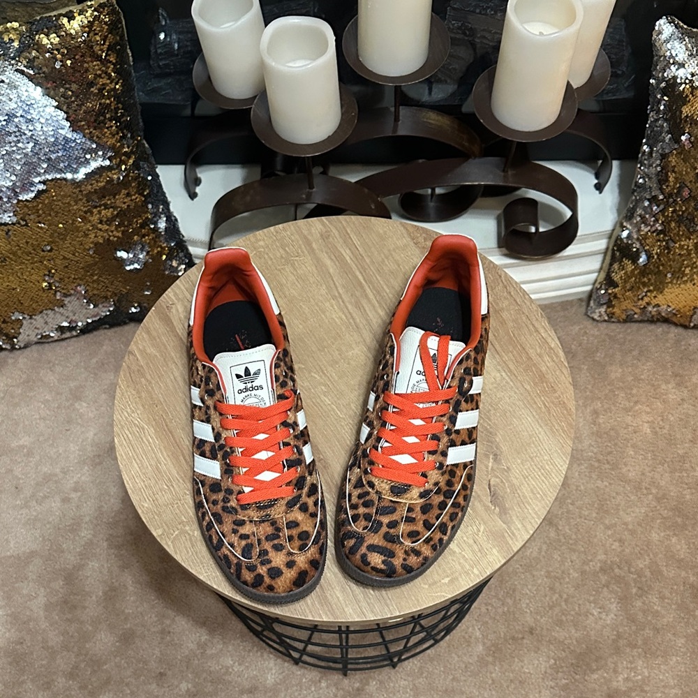 Adidas Women’s Sneakers with Leopard Print and Orange Accents